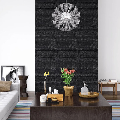 vidaXL Papier peint 3D autoadhésif Briques Noir