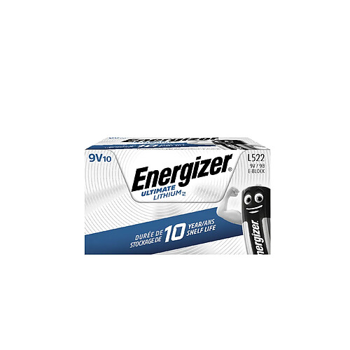 pile lithium energizer ultimate - 6lr61 - 9 volts - boite de 10 piles