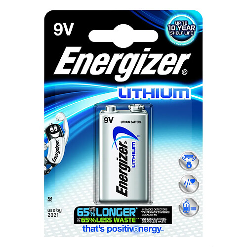 pile lithium energizer ultimate - 6lr61 - 9 volts - blister de 1 pile