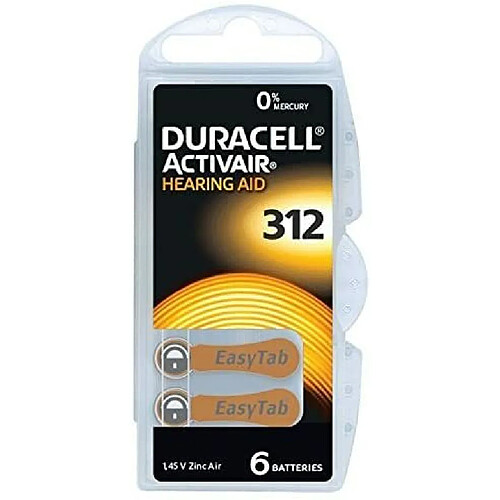 Duracell piles auditives zinc air - 312