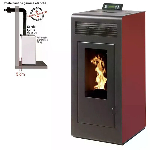 Interstoves Pack Poêle à granules MARINA 11 Etanche sortie sur le dessus + Conduit Ventouse -