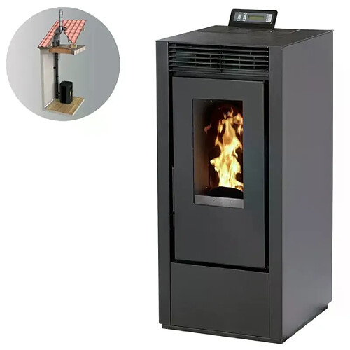 Interstoves Pack Poêle à granules MARINA 14 Etanche Canalisable + Kit Conduit Vertical 80/125 -