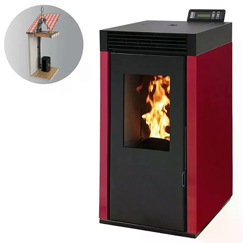 Interstoves Pack Poêle à Granulés Marina 8 Étanche + Kit Conduit Double Flux Vertical Ø80/125 -