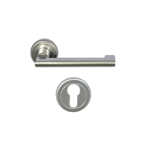 Poignée et rosace de porte Pyla en aluminium, finition chrome