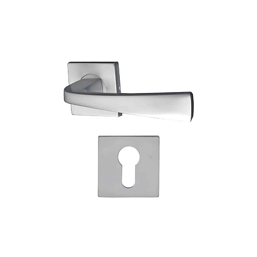Poignée de porte avec rosaces - Aluminium chromé