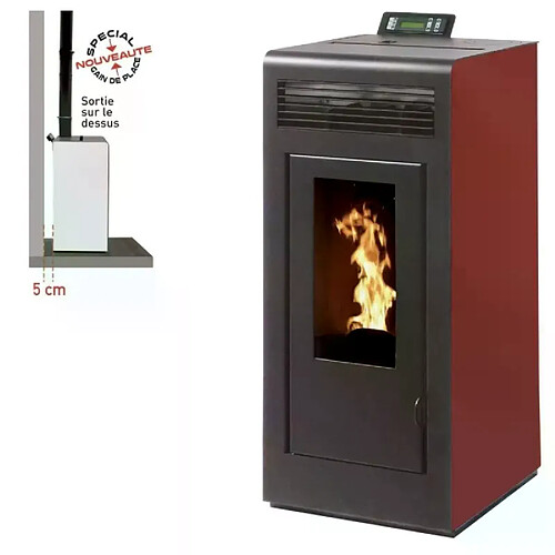 Interstoves Pack Poêle à granules MARINA 13 Etanche sortie sur le dessus + Conduit Vertical 80/125 -