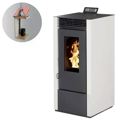 Interstoves Pack Poêle à granules MARINA 14 Etanche Canalisable + Kit Conduit Vertical 80/125 -