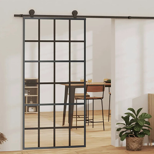 vidaXL Porte coulissante Verre ESG 102x205 cm - Noir