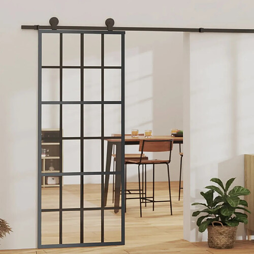 vidaXL Porte coulissante verre et aluminium 76x205 cm