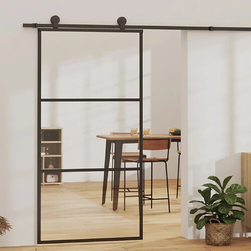 vidaXL Porte coulissante et quincaillerie - Verre et Aluminium - 102x205 cm