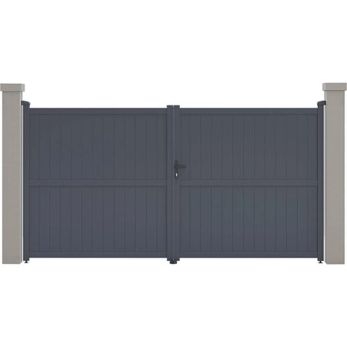 Habitat Et Jardin Portail aluminium Maurice - 349.5 x 180.9 cm - Gris
