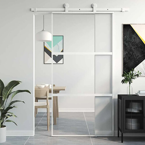 VidaXL Porte coulissante blanc - 102,5x205 cm Verre aluminium