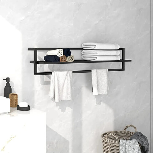 vidaXL Porte-serviette - Fer - Noir 95x25x22 cm