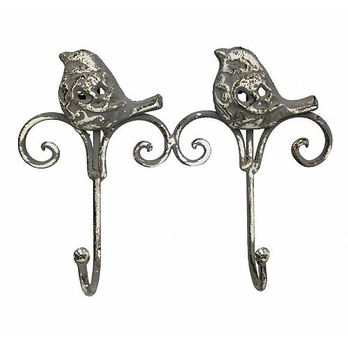 L'Héritier Du Temps Patère Oiseaux Double - Fonte Patinée Gris