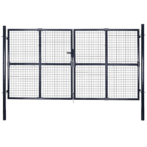 vidaXL Portail de jardin - Gris anthracite
