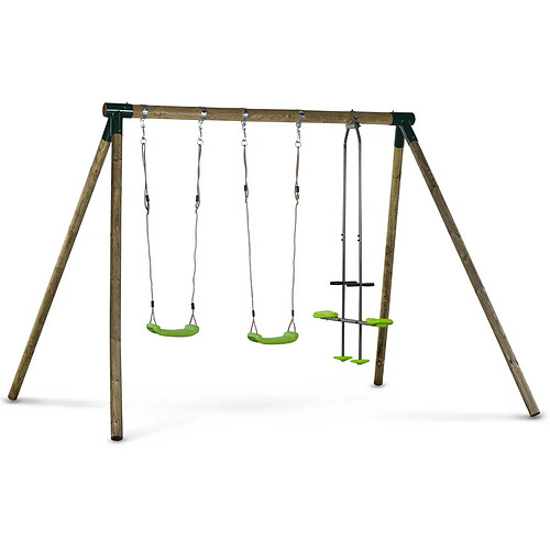 Habitat Et Jardin Portique bois Lana - Avec 2 balançoires et 1 vis-à-vis.