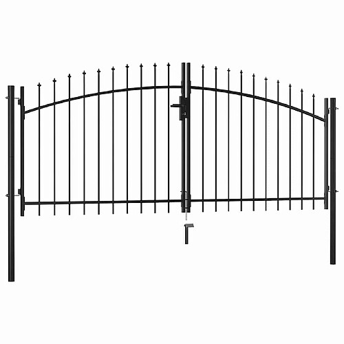 vidaXL Double portail avec lance - Noir