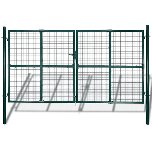 vidaXL Portail clôture double - Vert foncé