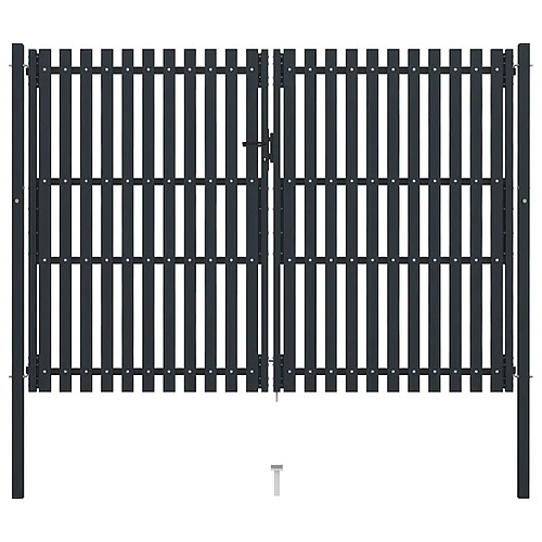 vidaXL Portail de clôture double porte 306x250 cm - Anthracite
