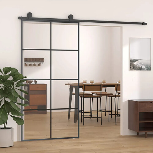 Porte coulissante VidaXL - Noir 102.5x205 cm - Verre ESG/Aluminium