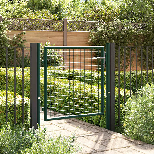vidaXL Portail de clôture acier 100x75 cm Vert