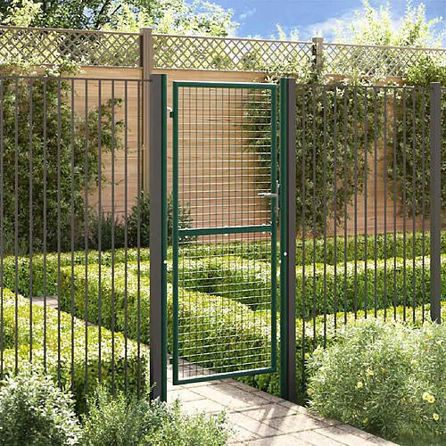 vidaXL Portail de clôture acier 100x200 cm Vert