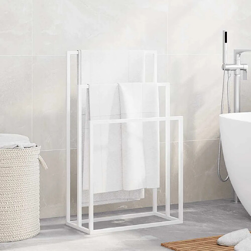 vidaXL Porte-serviettes sur pied - Blanc