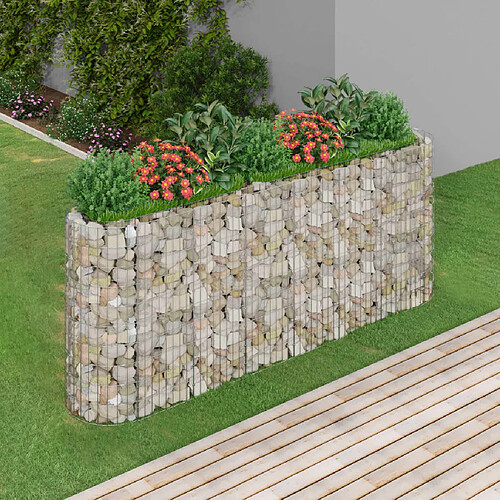 vidaXL Lit surélevé à gabion Fer galvanisé - 260x50x100 cm