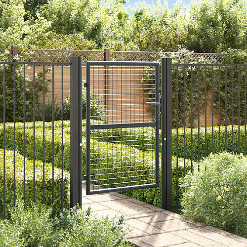 vidaXL Portail maille de jardin acier galvanisé 100x175 cm Gris