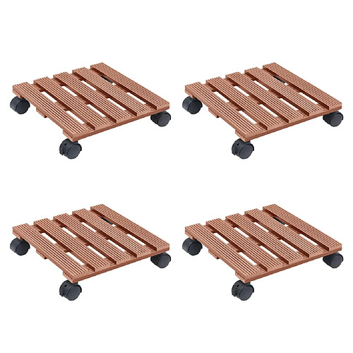 vidaXL Chariots à plantes 4 pcs Marron 30x30x7,5 cm WPC