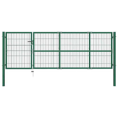 vidaXL Portail clôture jardin avec poteaux 350x100 cm - Vert