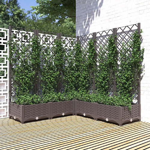 vidaXL Jardinière avec treillis - Marron