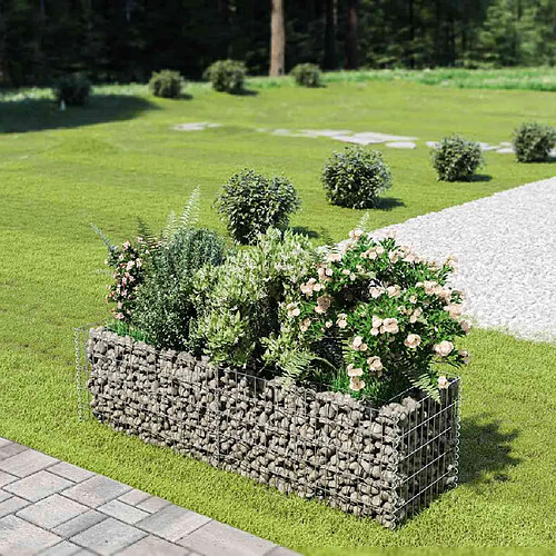 vidaXL Lit surélevé à gabion - Acier galvanisé