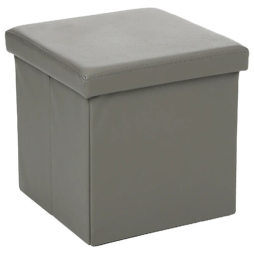 Atmosphera Pouf carré Pliant - PVC - Gris