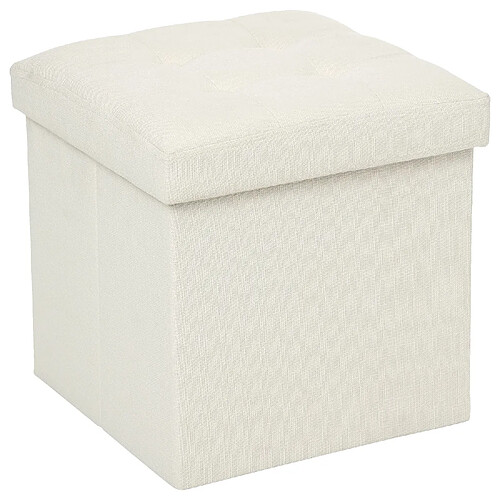 Atmosphera Pouf coffre pliable Lysandre - L. 38 x H. 38 cm - Beige