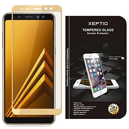 XEPTIO Samsung Galaxy A8 2018 Verre Trempé Full Doré
