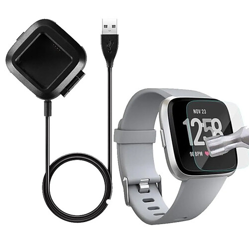 PHONECARE Kit Chargeur USB & Film Verre Fitbit Versa Lite