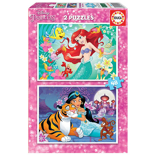 Educa borras Puzzle Disney princesses Ariel et Jasmine - 2 x 48 pièces