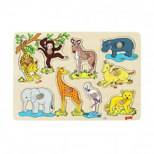 Goki Puzzle encastrable animaux africains - 9 pièces