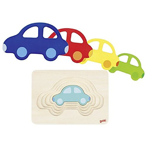 Goki puzzle en couches voitures en bois