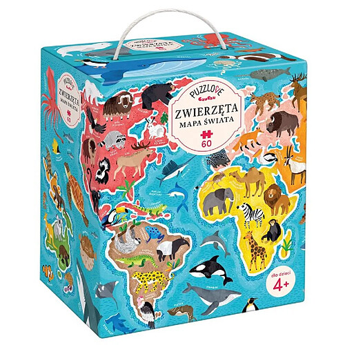 Puzzle carte du monde animaux - 60 pièces