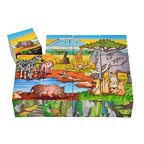 Eichhorn Puzzle blocs en bois animaux - 12 pièces