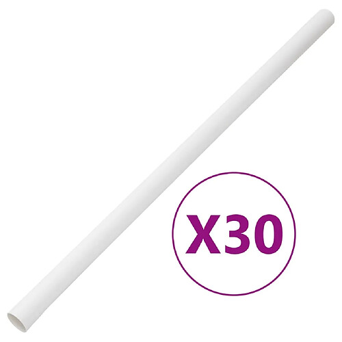 vidaXL Goulottes de câble avec pinces Ø30 mm - Blanc