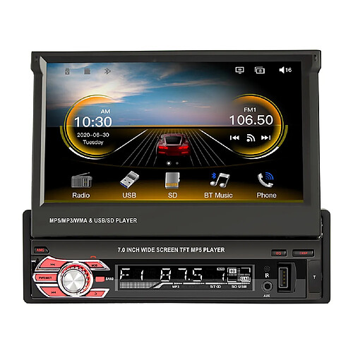 Yonis Autoradio 1-Din écran tactile - Noir