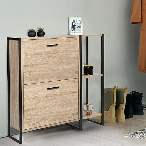 Idmarket MARKET Meuble à Chaussures LUIS - 2 Portes avec Étagère