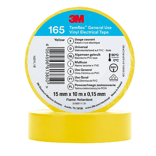 3m Ruban adhésif Temflex 165 - Jaune