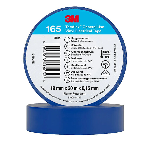 3M Ruban adhésif électrique Temflex 165 - Bleu