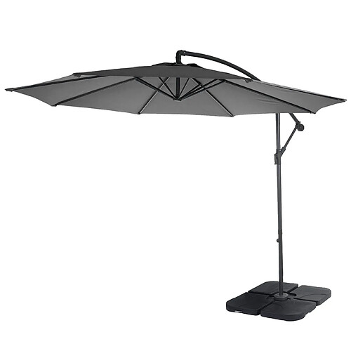 Decoshop26 Parasol déporté rond 3 m - Gris