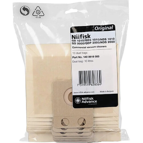 Nilfisk Sacs d’aspirateur en papier - Lot de 10