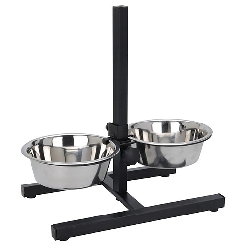 Gamelles pour chien inox sur support réglable